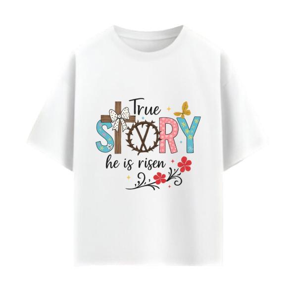 Trendy True Story White T-Shirt with Stylish Print for Young Girl